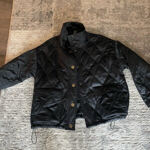 RHONE Black Quilted Jacket with Gold Button